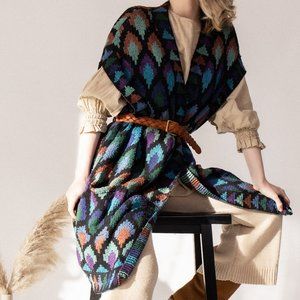 Vintage abstract longline duster sweater vest